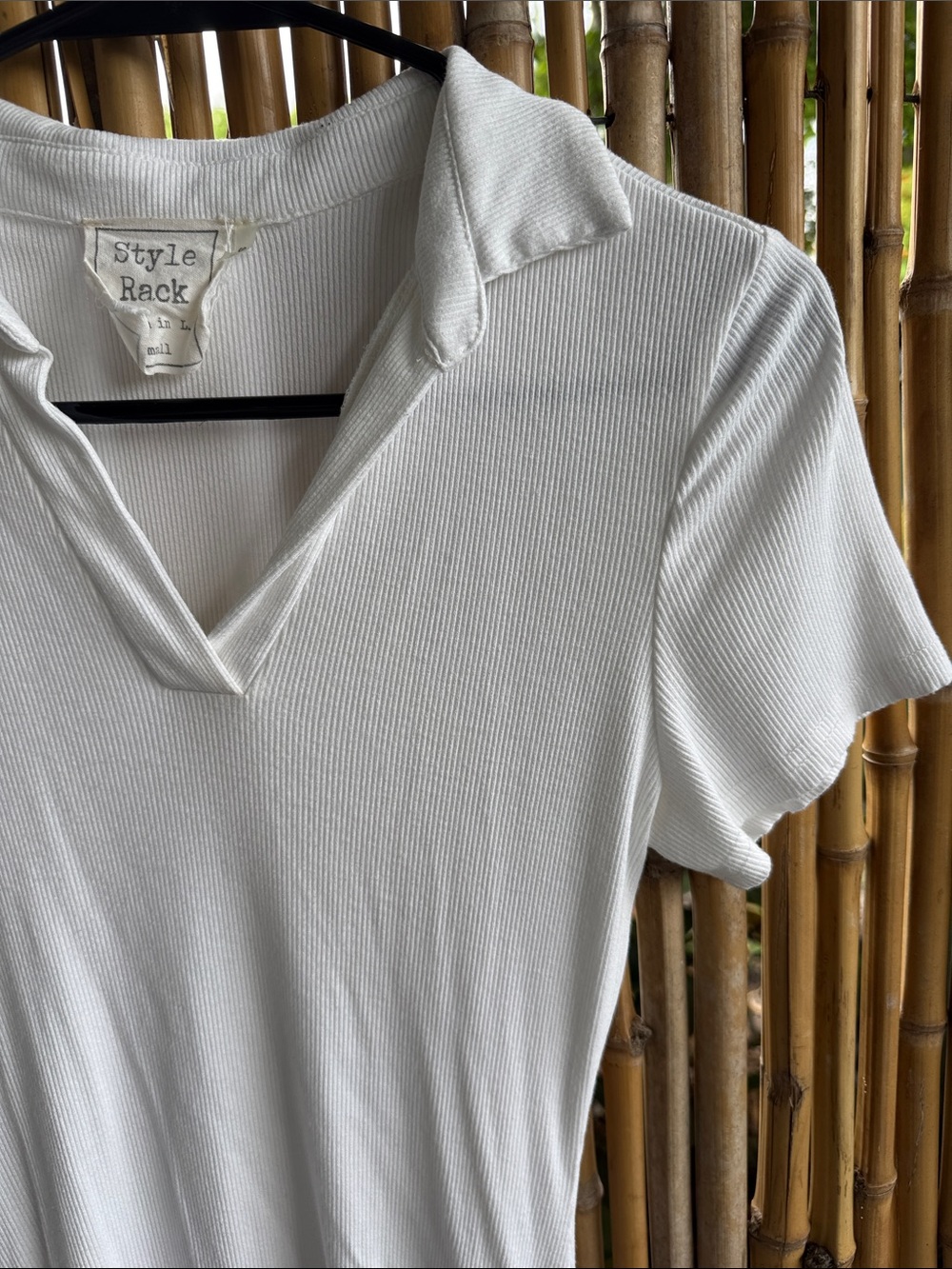 Style Rack White Ribbed Polo V-Neck Mini Dress - Picture 4 of 8